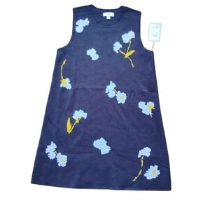 Free Assembly Sleeveless Shift Dress Navy Floral NWT